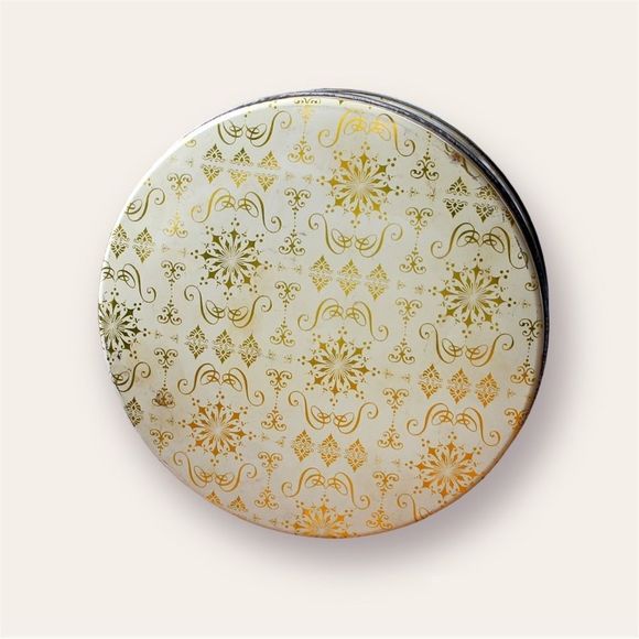 Vintage Other - Vintage White and Gold Decorative Christmas Tin